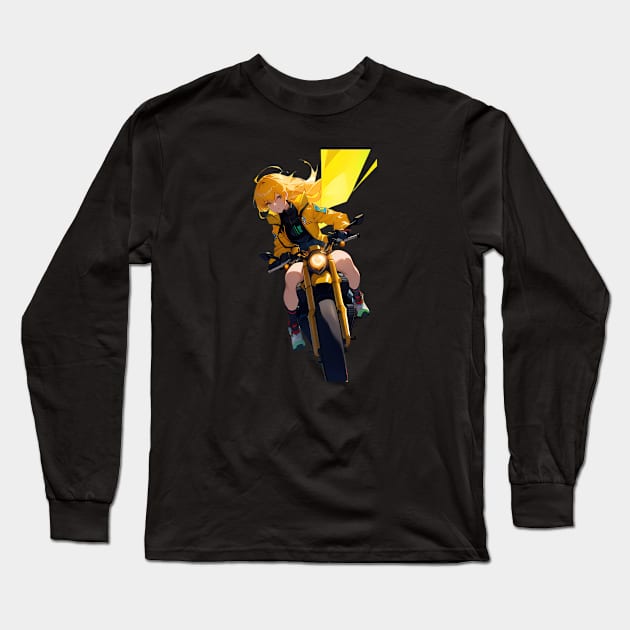 Capture Speed and Style with our Collection of Girl on Motorcycle Printed Items Long Sleeve T-Shirt by BlackCricketdesign